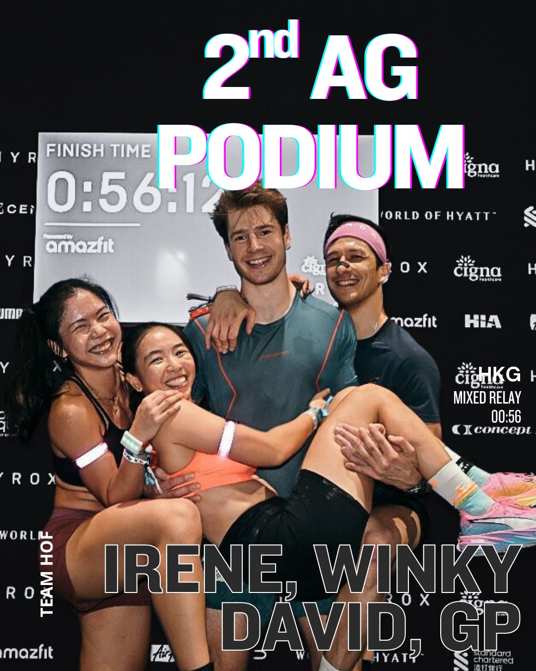 Irene, Winky, David and GP, 2nd age group podium