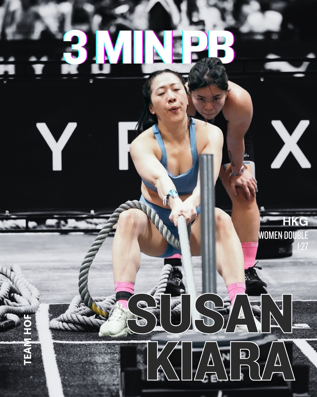 Susan and Kiara, 3 minute PB