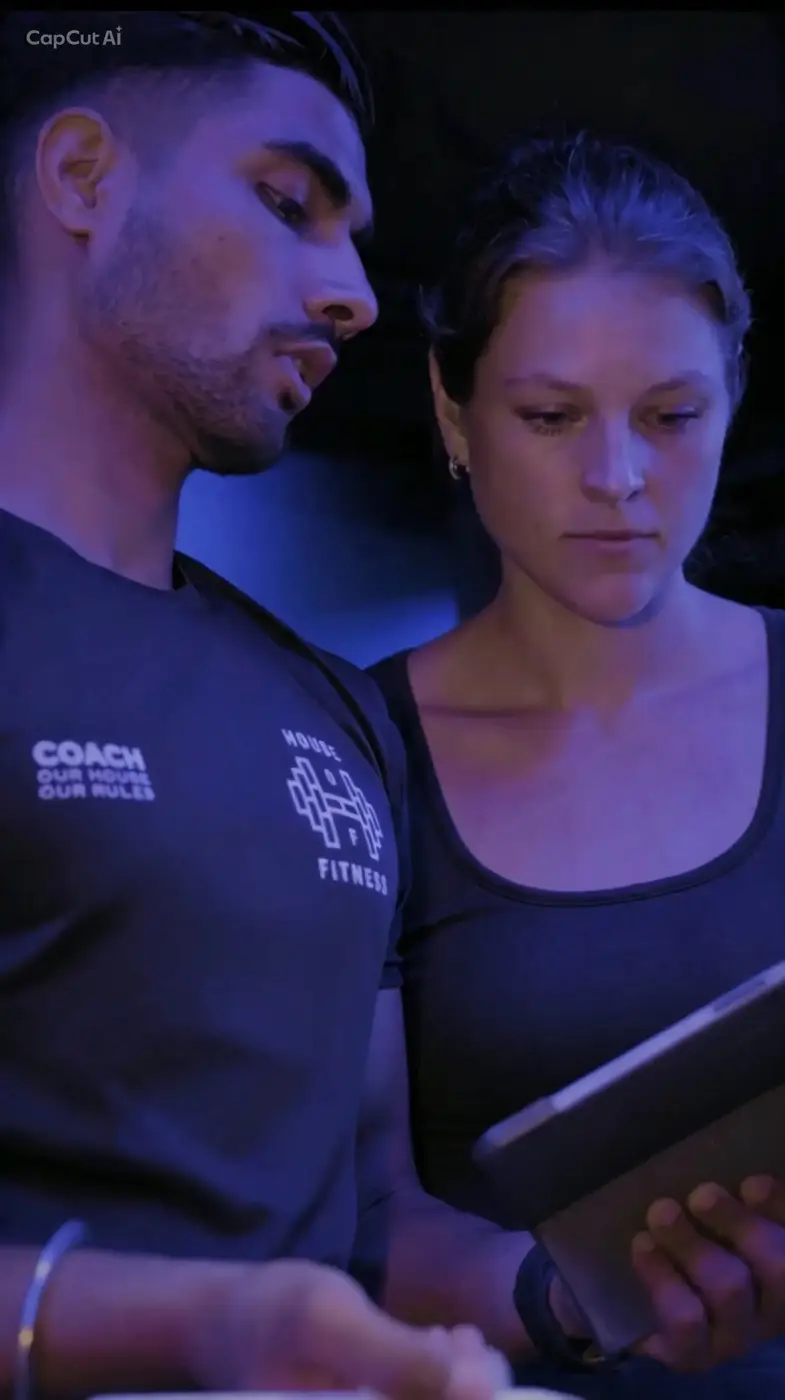 A coach and a new client going through her goals on a tablet
